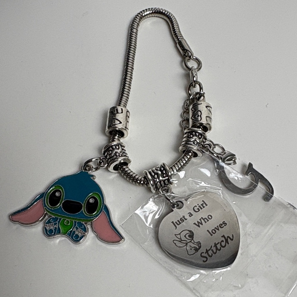 Stitch Charm Bracelet with Heart Pendant - Picture 3 of 10